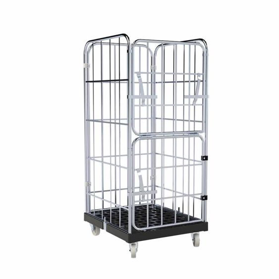 Rolcontainer 1460 Kunststof 4 Half Klapbaar zwart