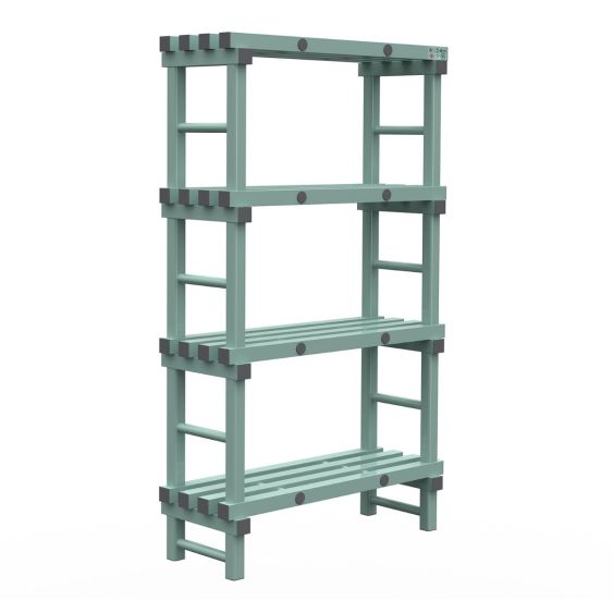 Kunststof Magazijnstelling 1750x400x1000 mm 4 niveau's groen met grijze doppen