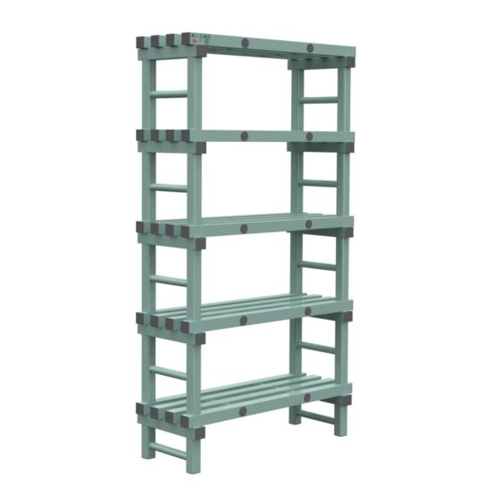 Kunststof Magazijnstelling 1850x300x1000 mm 5 niveau's groen met grijze doppen