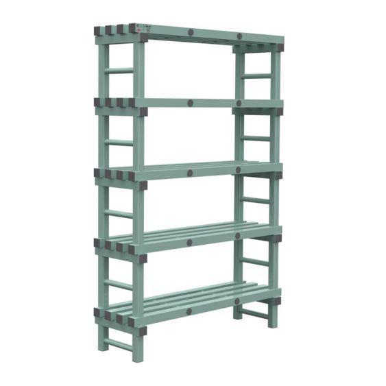 Kunststof Magazijnstelling 1850x400x1200 mm 5 niveau's groen met grijze doppen