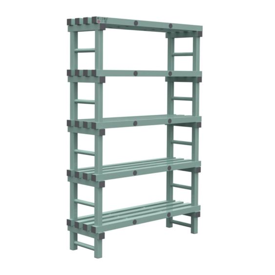 Kunststof Magazijnstelling 1450x400x1200 mm 5 niveau's groen met grijze doppen
