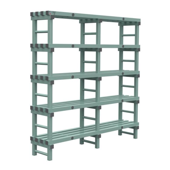 Kunststof Magazijnstelling 1850x400x1800 mm 5 niveau's groen met grijze doppen