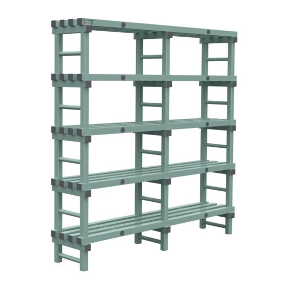 Kunststof Magazijnstelling 2250x400x1800 mm 5 niveau's groen met grijze doppen