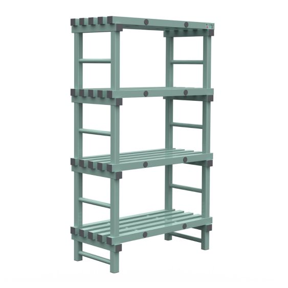 Kunststof Magazijnstelling 1750x500x1000 mm 4 niveau's groen met grijze doppen