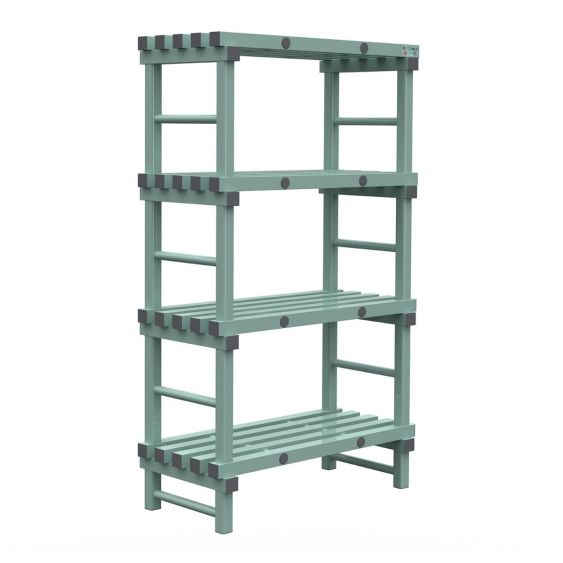 Kunststof Magazijnstelling 1900x500x1000 mm 4 niveau's groen met grijze doppen