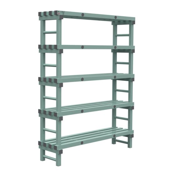 Kunststof Magazijnstelling 1850x500x1400 mm 5 niveau's groen met grijze doppen