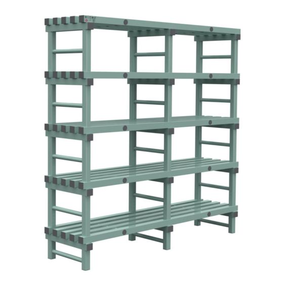 Kunststof Magazijnstelling 2450x500x1800 mm 5 niveau's groen met grijze doppen