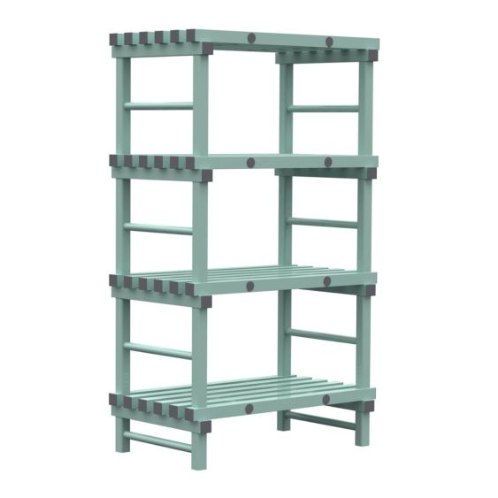 Kunststof Magazijnstelling 1900x600x1400 mm 4 niveau's groen met grijze doppen