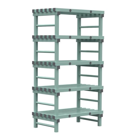 Kunststof Magazijnstelling 1850x600x1000 mm 5 niveau's groen met grijze doppen