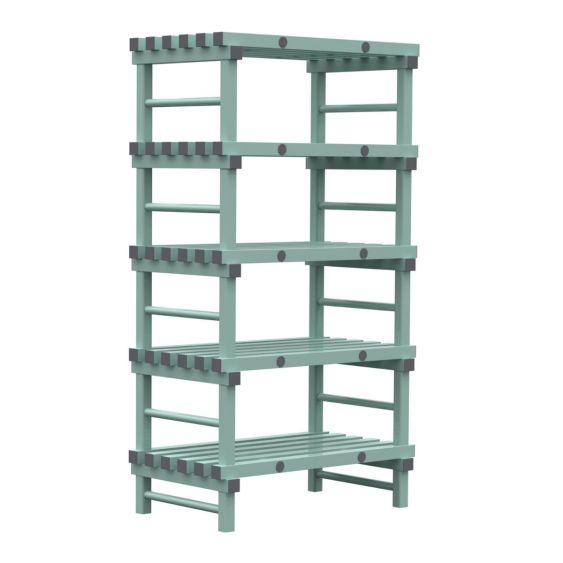 Kunststof Magazijnstelling 2250x600x1400 mm 5 niveau's groen met grijze doppen