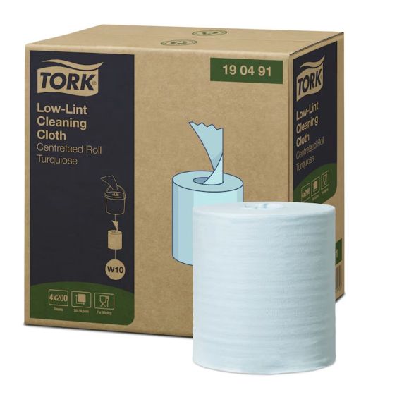 Tork Low-Lint Reinigingsdoek Vulling Turquoise W10 - 4 ROLLEN
