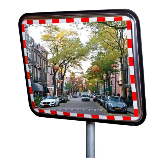 Verkeersspiegel RVS Rood/Wit 1000x800 mm 90°