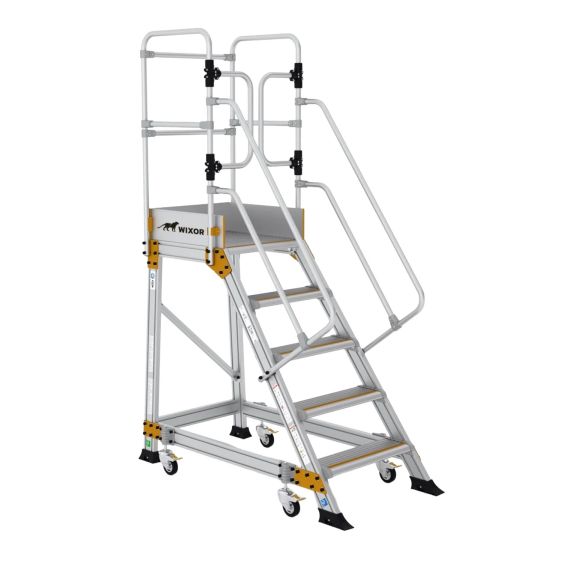 Wixor Industrieel Platform met Veerwielen - 5 treden