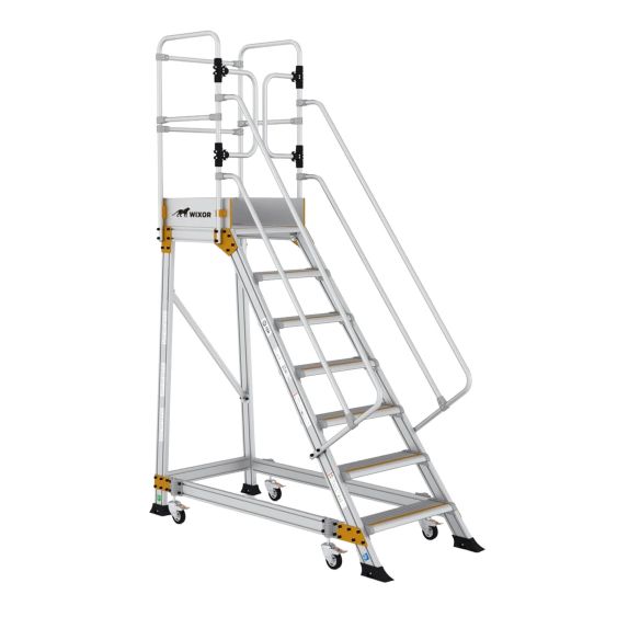 Wixor Industrieel Platform met Veerwielen - 7 treden