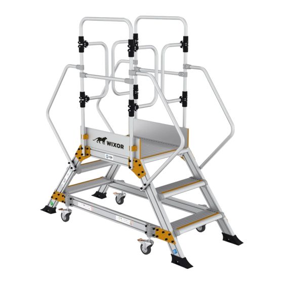 Wixor Industrieel Platform met Veerwielen Dubbel oploopbaar - 3 treden