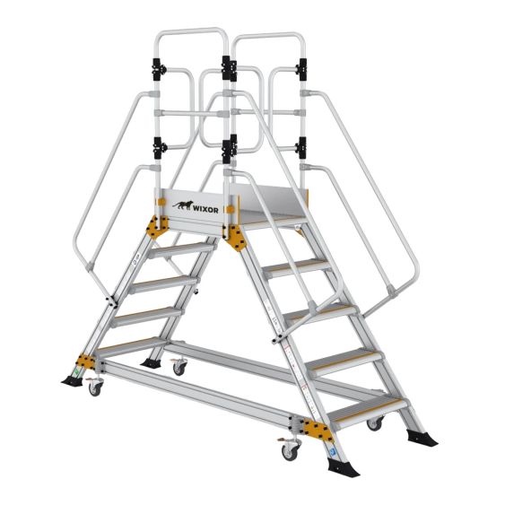 Wixor Industrieel Platform met Veerwielen Dubbel oploopbaar - 5 treden