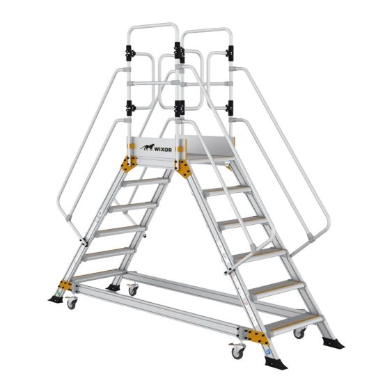 Wixor Industrieel Platform met Veerwielen Dubbel oploopbaar - 6 treden