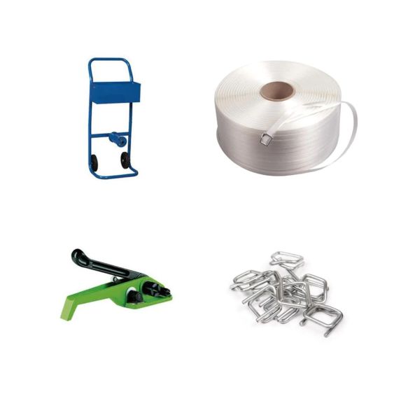 Polyester Band 19 mm Starterspakket incl. Gespen, Spanner & verrijdbare Haspel