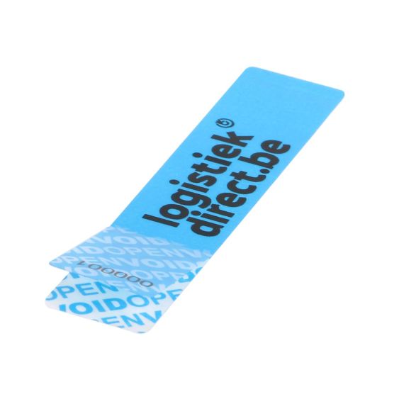 Security Label Full Transfer 100x20 mm Blauw - Gepersonaliseerd