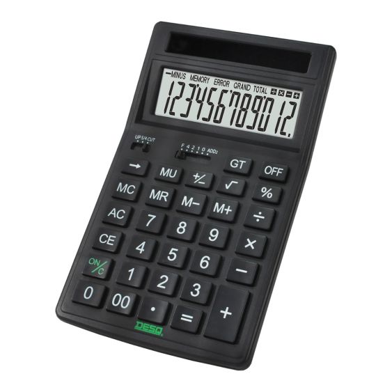 Rekenmachine ECO Zonne-Energie Zwart Desq Knoppen
