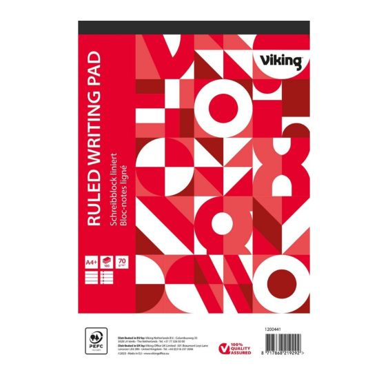 Schrijfblok A4+ Viking gelinieerd 200 Pagina's 