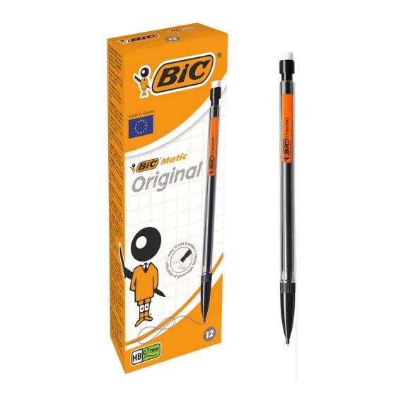 Vulpotlood HB 0,7 mm met Gum Grijs BIC Matic - 12 stuks