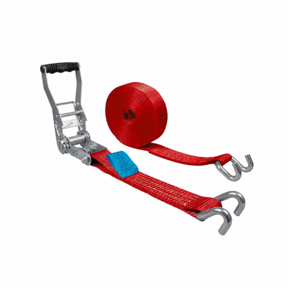 Spanband 50 mm 5 ton 8M Rood ERGO Ratel met Klauwhaken