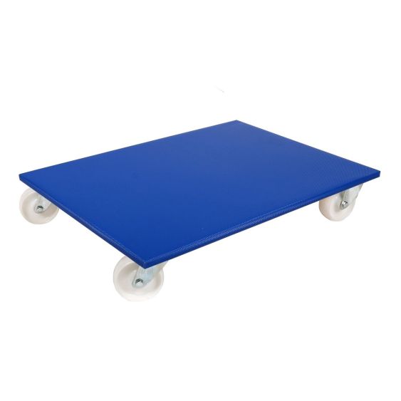 Meubelhondje 80x60 cm. blauw dek, kunststof wiel 100 mm.