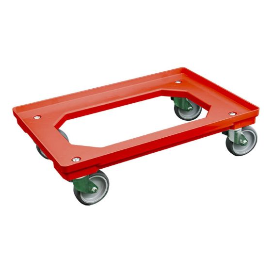 Transportroller 60x40 cm Rood 240 kg Dolly Rubber Wiel Open