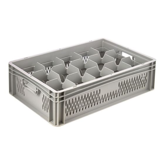 Glazenkrat Euronorm 600x400x170 mm 15 vakken