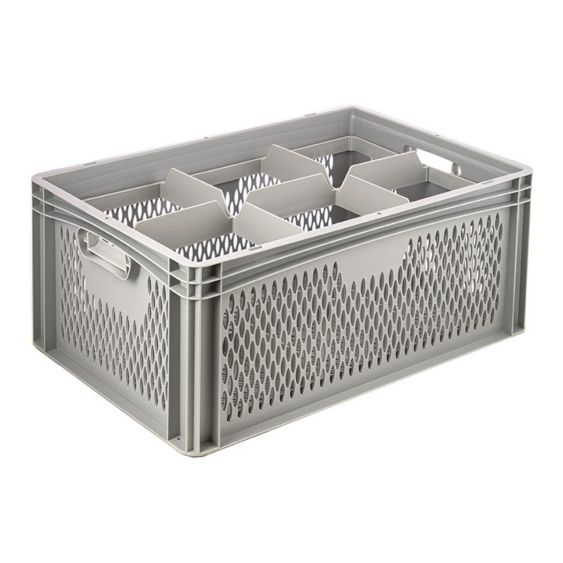 Glazenkrat Euronorm 600x400x270 mm 6 vakken