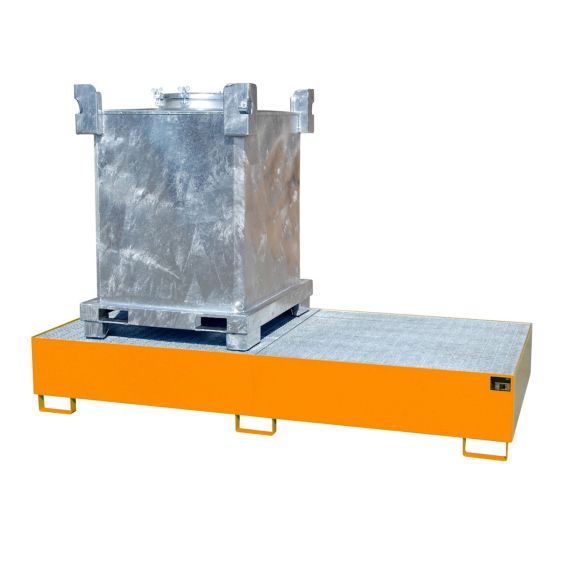 Stalen IBC Lekbak Bauer Oranje 2650x1300x435 mm 1128 Liter