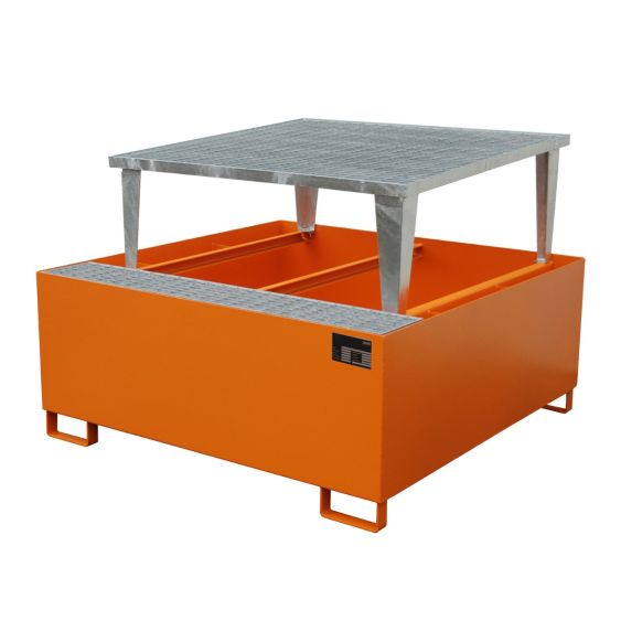IBC Lekbak Bauer met Verhoging Oranje 1460x1460x1090 mm