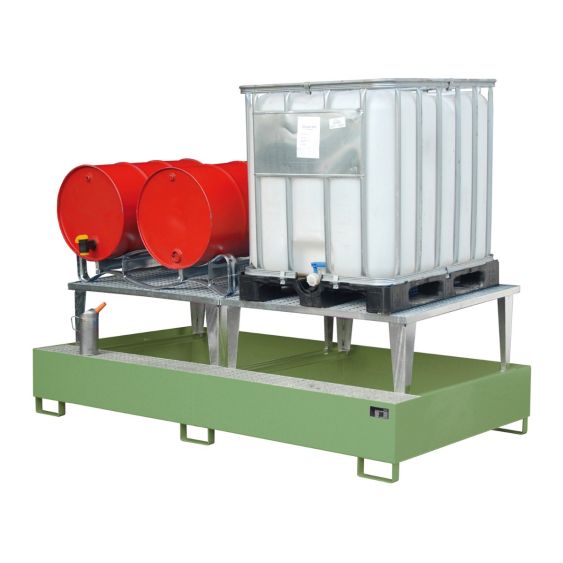 IBC Lekbak Bauer met Verhoging Groen 2650x1460x865 mm