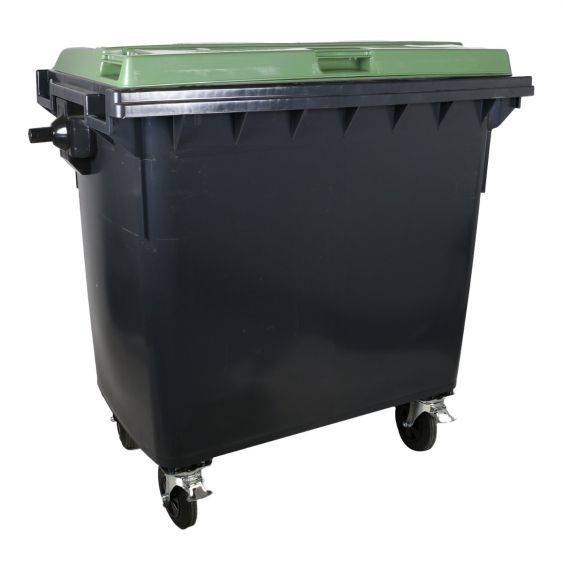 Afvalcontainer 4 wiel 770 Liter Grijs/Groen - Voor DIN-opname