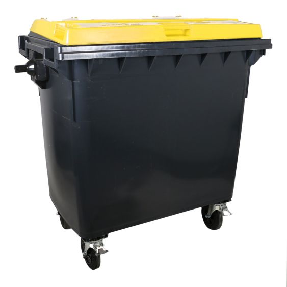Afvalcontainer 4 wiel 770 liter Grijs/Geel - Voor DIN-opname
