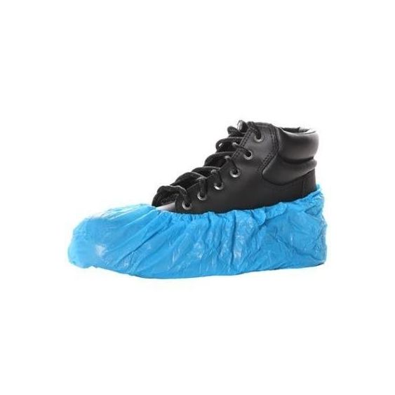 Wegwerp overschoen polyethyleen 55mu blauw 100 stuks
