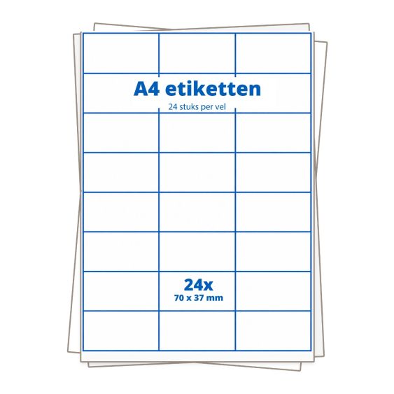A4 etiketten Transparant 24 per vel 70x37 mm - 25 vellen