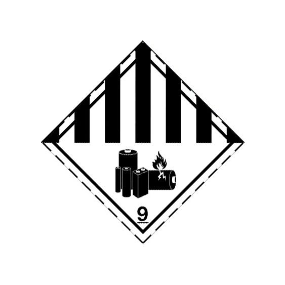 IATA 9.0 Caution Lithium Batteries 100 x 100 mm PP op rol - 1000 stuks