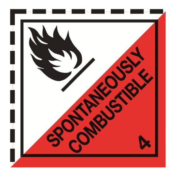 Gevaarsetiket klasse 4.2 250x250 mm zelfklevend vinyl op vel