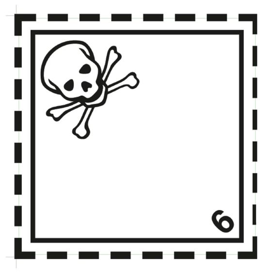 Gevaarsetiket klasse 6.1 250x250 mm zelfklevend vinyl