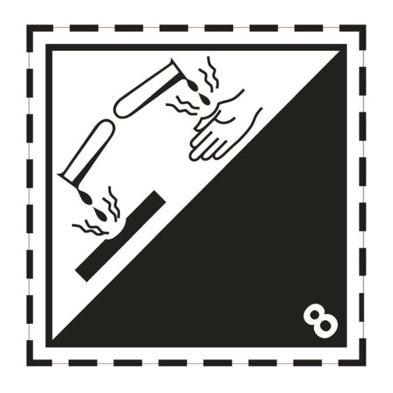 Gevaarsetiket klasse 8.0 250x250 mm zelfklevend vinyl