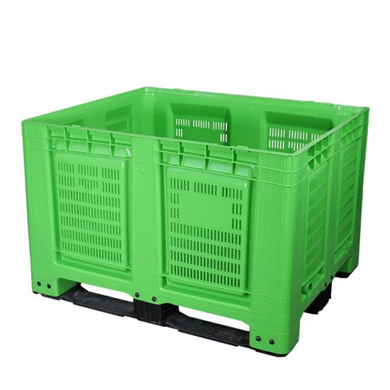 Palletbox Kunststof Geperforeerd 1200x1000x790 mm Groen 3 sleden