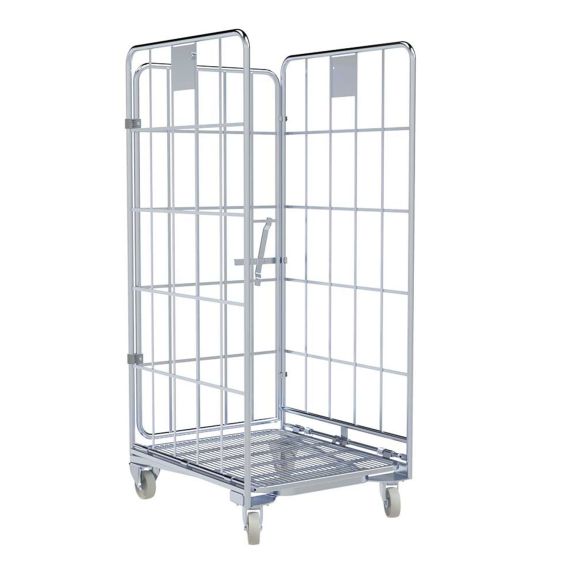 Nestbare Rolcontainer Ergo 1460 Metaal 3-zijdig met draaibare achterwand