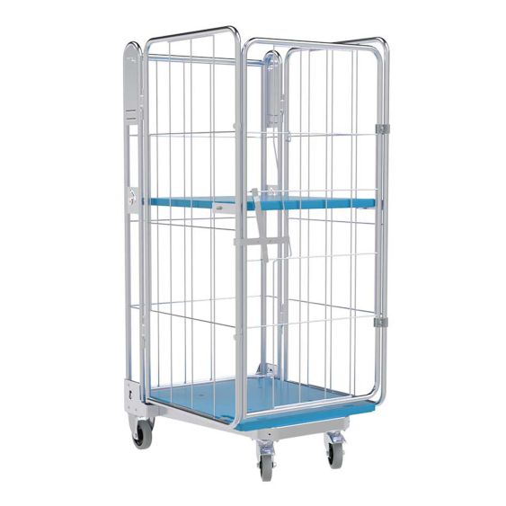 Nestbare Rolcontainer 1450 Kunststof 4-zijdig met Plank