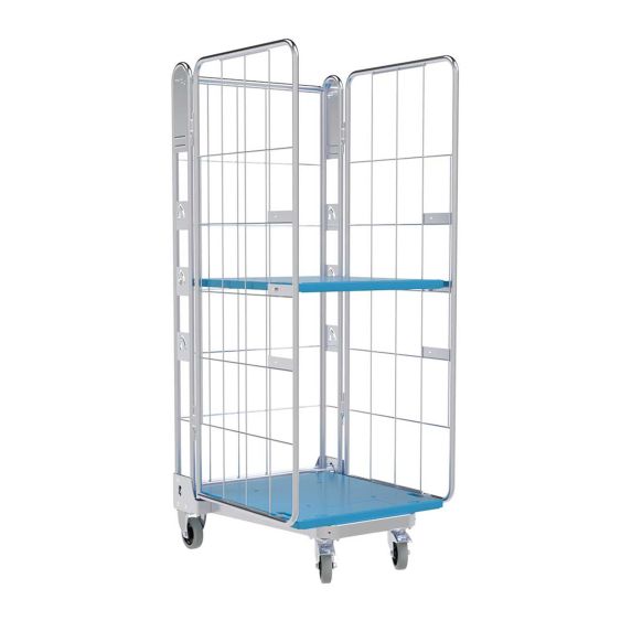 Nestbare Rolcontainer 1630 Kunststof 3-zijdig met Plank