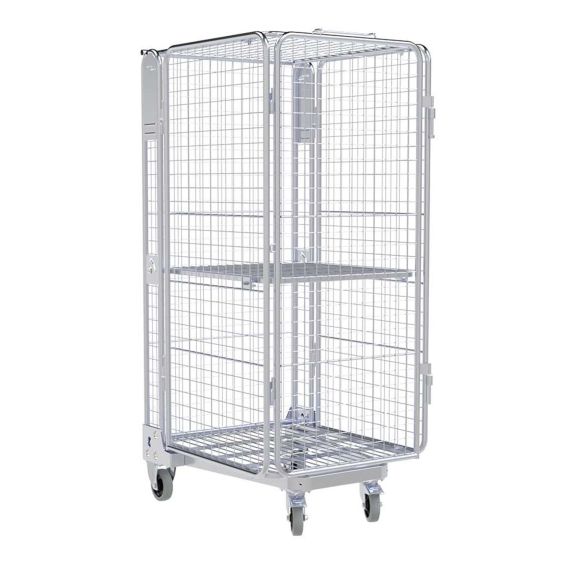 Nestbare Rolcontainer ADB 1450 Metaal 5-zijdig met Plank