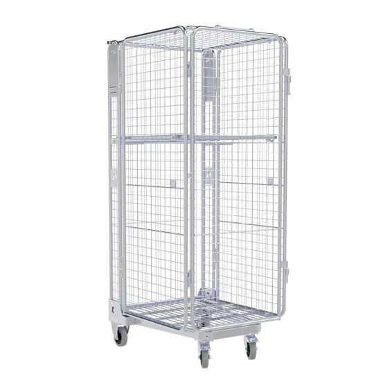 Nestbare Rolcontainer ADB 1600 Metaal 5-zijdig met hoge Plank