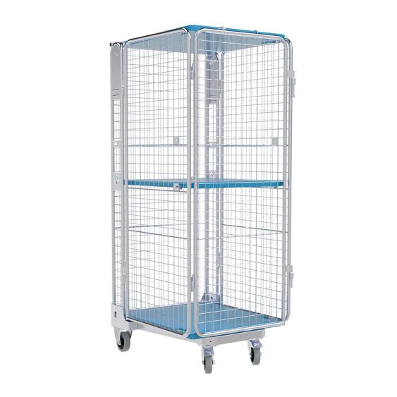 Nestbare Rolcontainer ADB 1600 Kunststof 5-zijdig met Plank