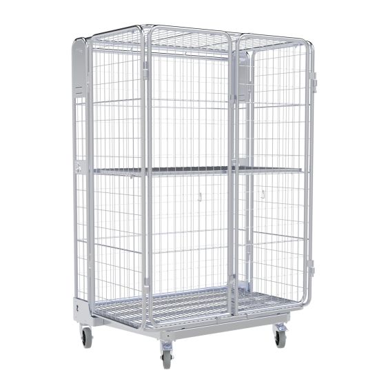 Nestbare Rolcontainer ADB 1600 800x1200 mm Metaal 5-zijdig met Plank 100x50 mm